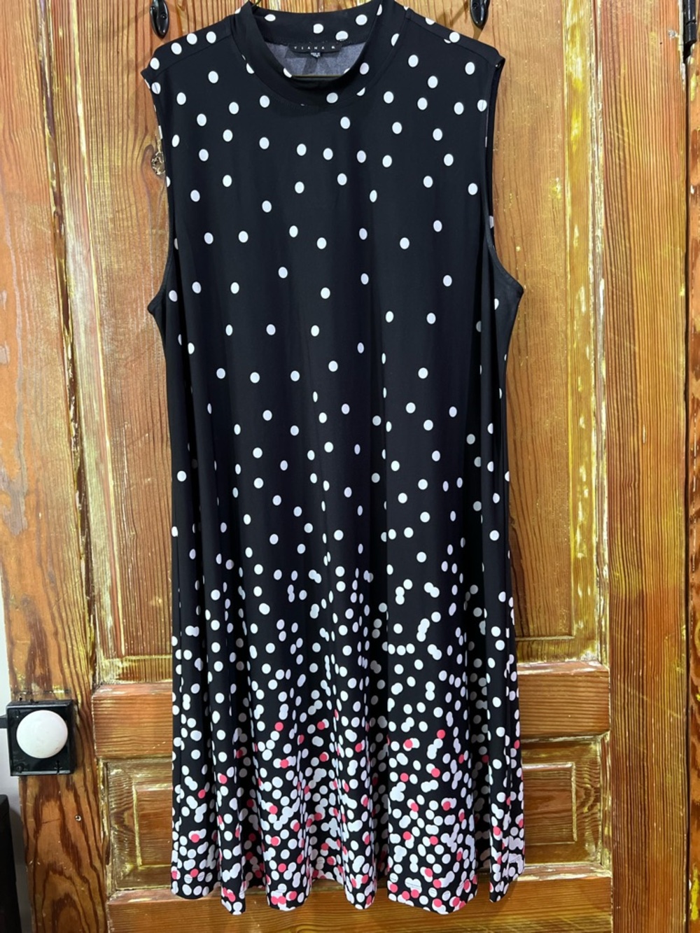 Sleeveless Black Polka Dot Swing Dress